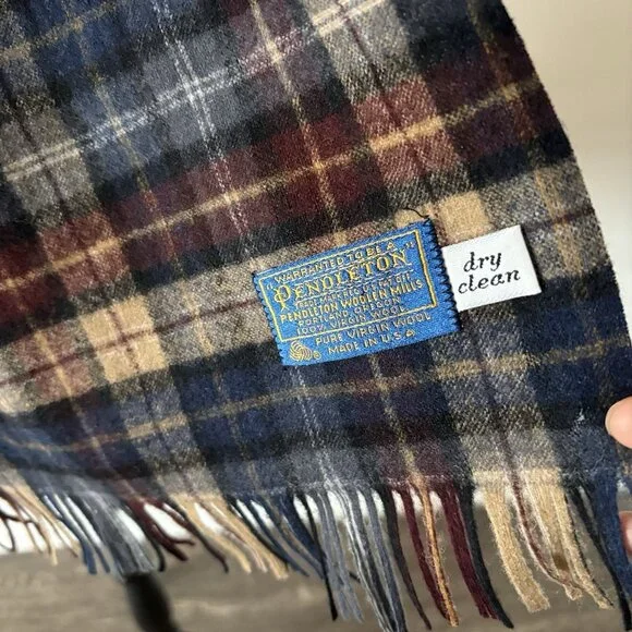 Vintage Pendleton 100% Pure Virgin Wool Scarf Plaid Old Money Academia Classic